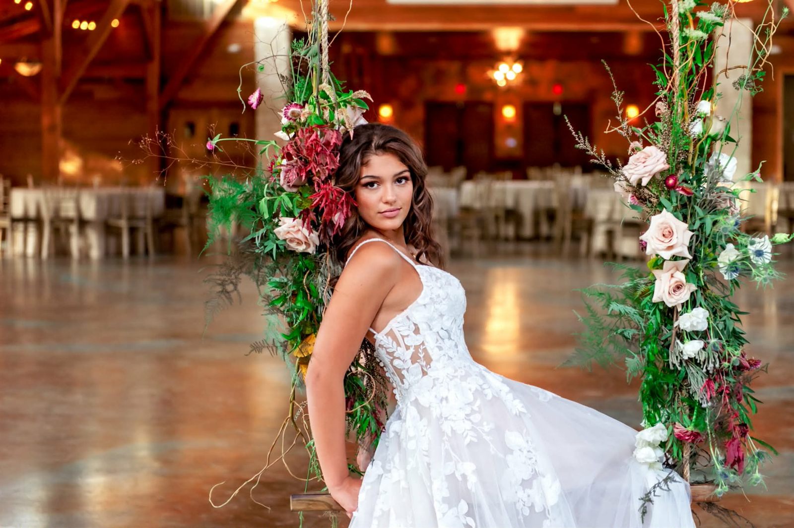 Floral appliqué A-line bridal gown